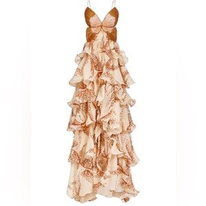 PatBO Sunset Butterfly Maxi Dress in beige